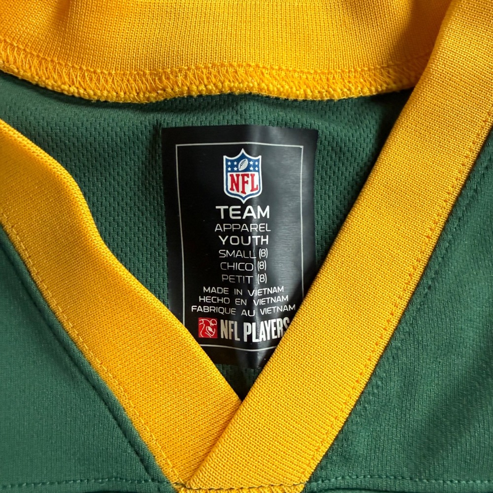 NFL Green Bay Packers Aaron Rodgers 12 Youth Small 8 Jersey Green Gold - Picture 2 of 3